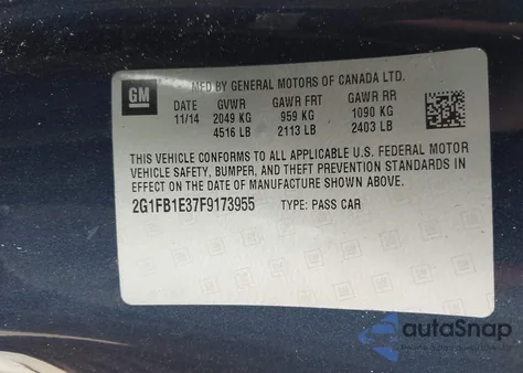 2015 Chevrolet Camaro 2Ls z USA, uszkodzony, nr VIN 2G1FB1E37F9173955